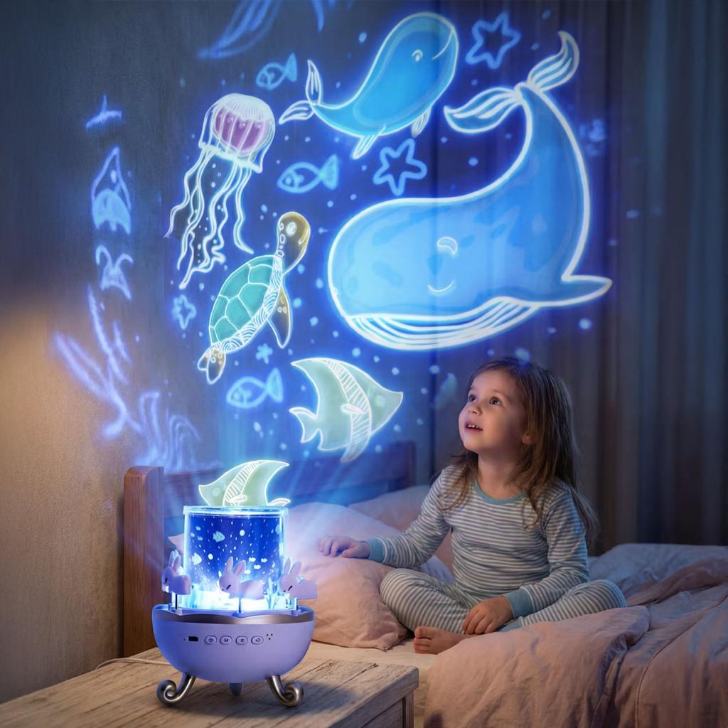 DreamGlow™ Ocean Projector – Whale, Jellyfish & Butterfly Night Light