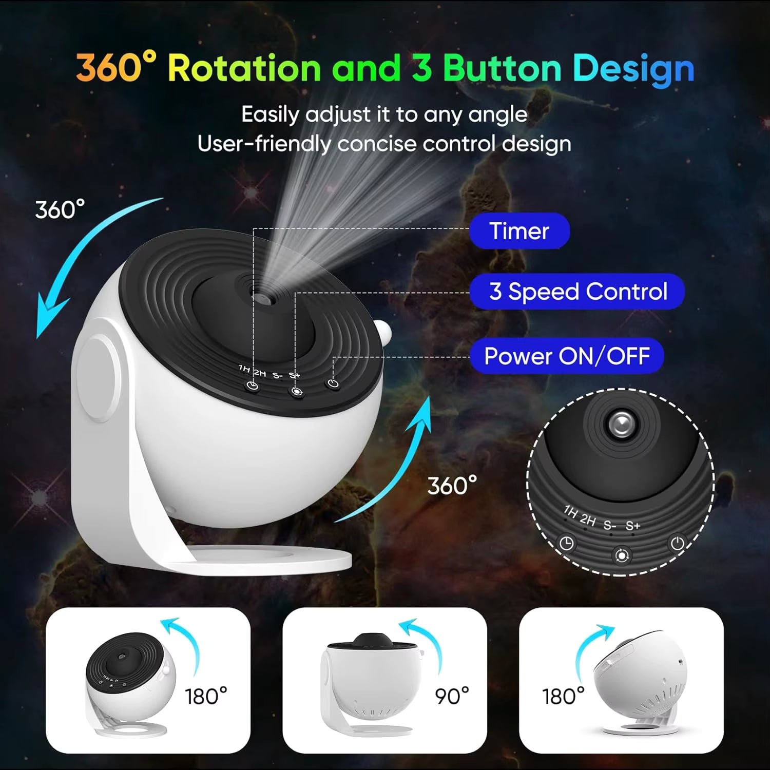 DreamGlow™ Galaxy Projector – 13 Planetarium Films | HD Star Projector