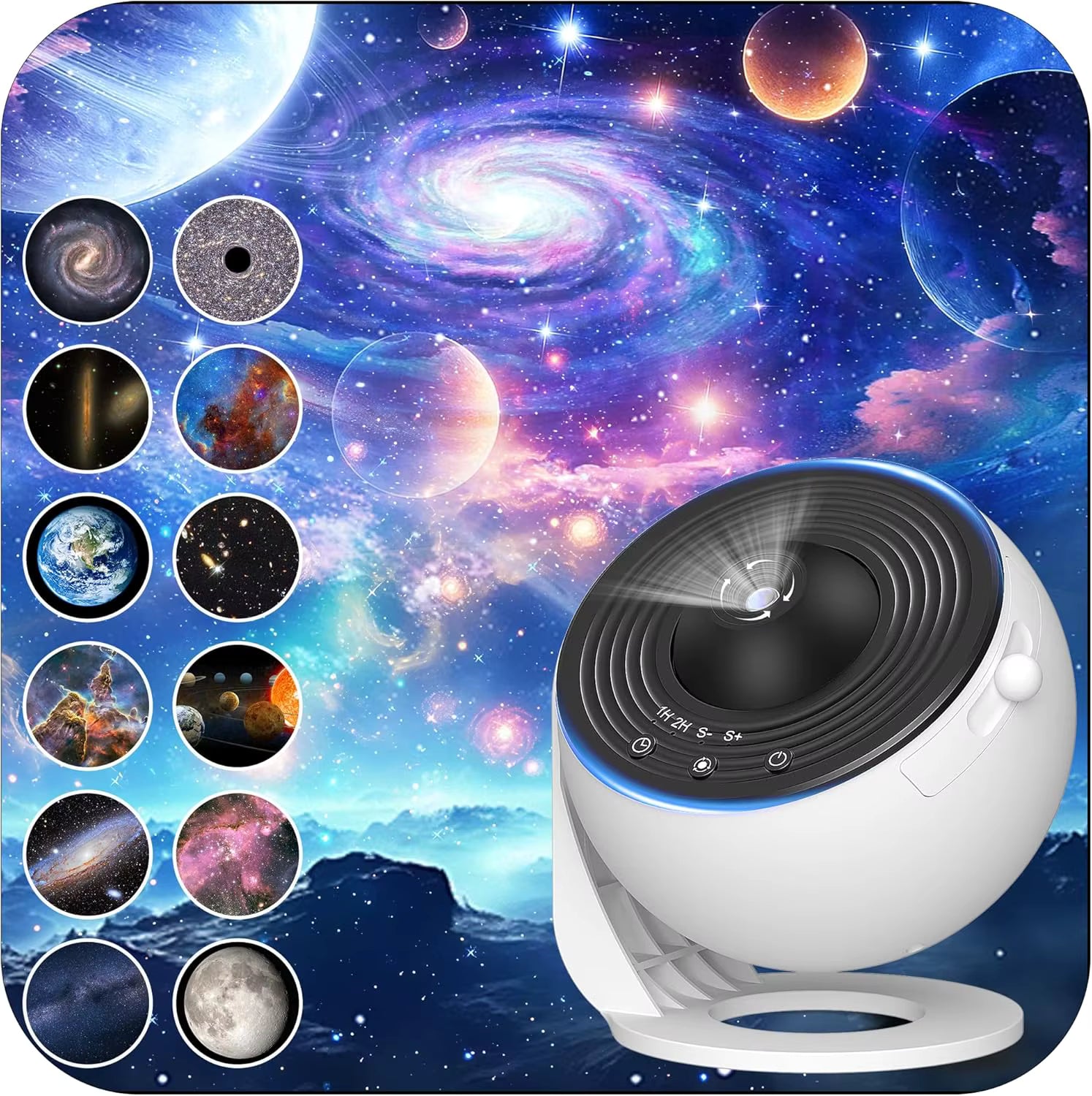 DreamGlow™ Galaxy Projector – 13 Planetarium Films | HD Star Projector