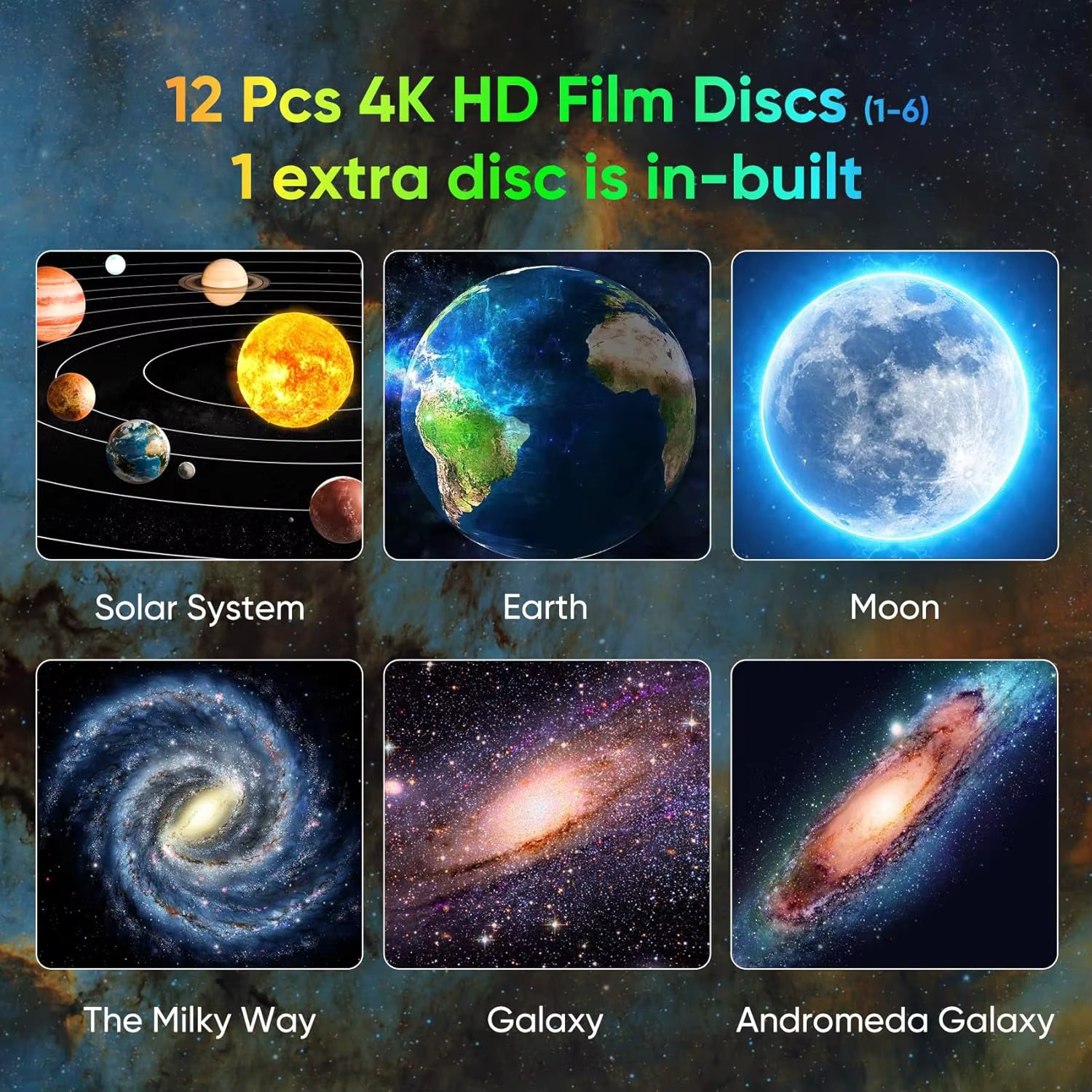 DreamGlow™ Galaxy Projector – 13 Planetarium Films | HD Star Projector