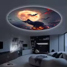 DreamGlow™ Black Cat Moon Projector – 360° Halloween Night Light