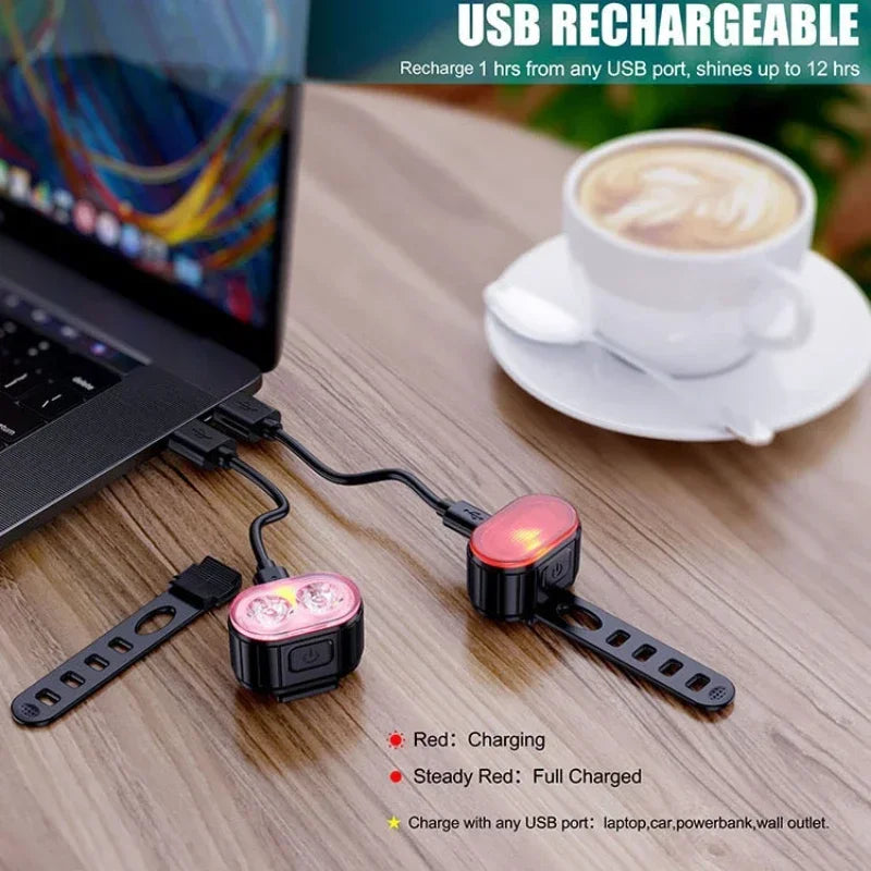 DremGlow™ Smart LED Bike Light Set – Rechargeable Waterproof Front & Rear Lights