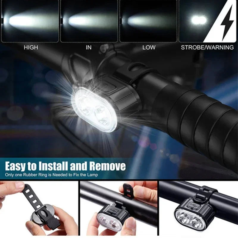 DremGlow™ Smart LED Bike Light Set – Rechargeable Waterproof Front & Rear Lights