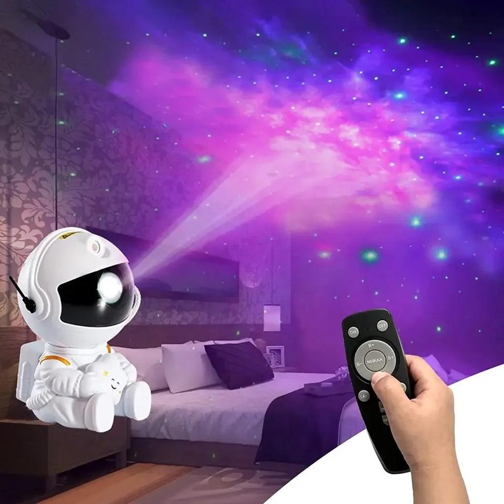 DreamGlow™ Astronaut Galaxy Projector – 360° Star & Nebula Night Light